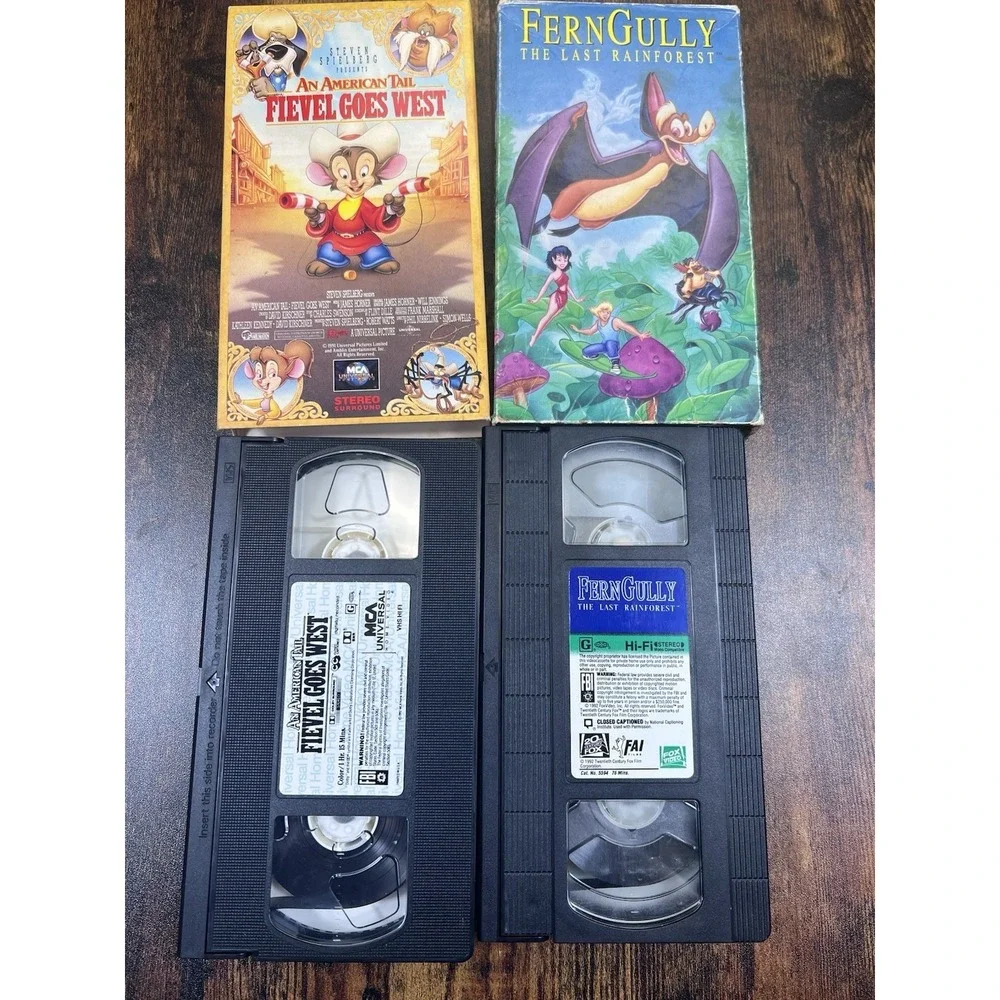 An American Tail: Fievel Goes West VHS And Ferngully VHS Lot Of 2 Vintage VHS